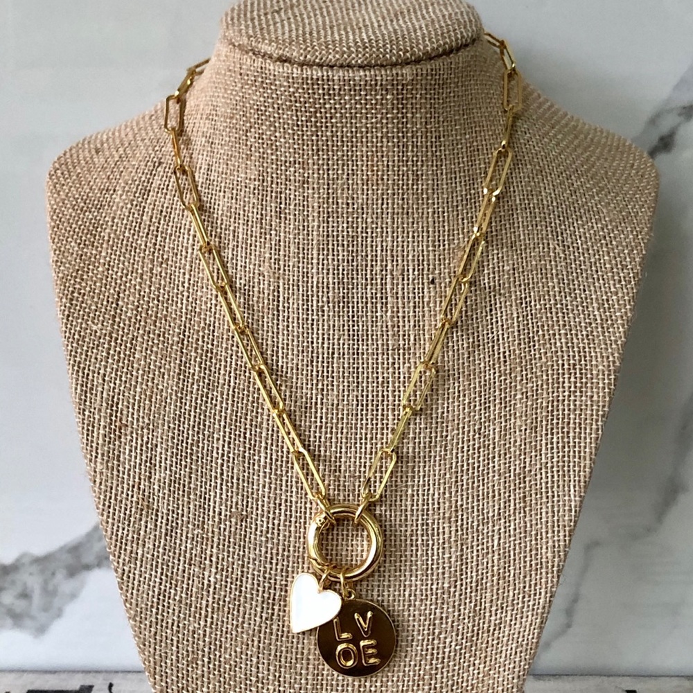 SOLD 🎉Gold plated paper clip carabiner necklace